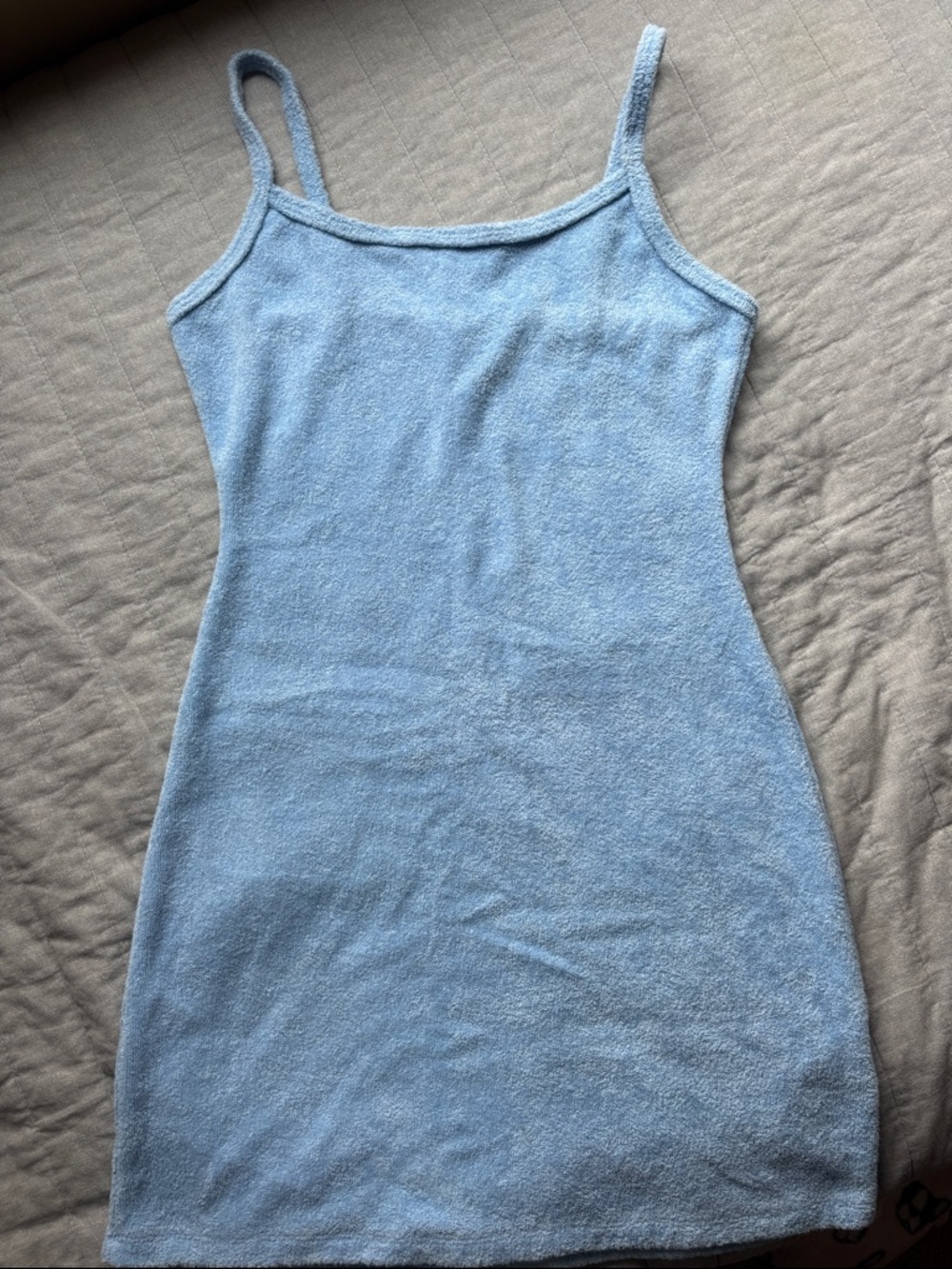 Abercrombie & Fitch Light Blue Terry Spaghetti-Strap Mini Dress